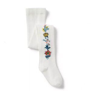 Janie and Jack Jet Ivory Floral infant girls tights 6-12 mos NWOT